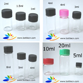 Small Glass Bottles Clear Glass Vials with Plastic Screw Caps top